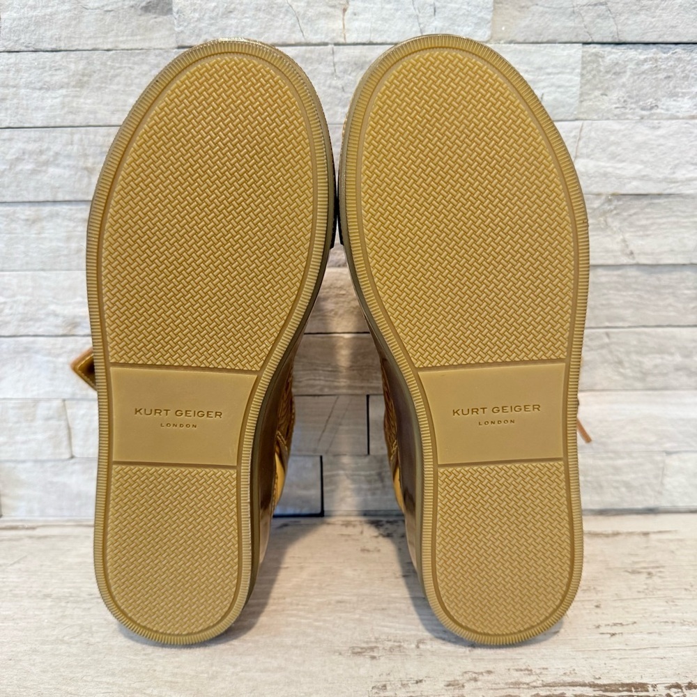 Kurt Geiger London Women's Southbank Tag Gold Metallic Platform Sneakers NEW - Picture 11 of 14